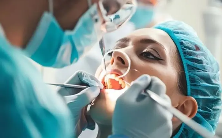 Brooklyn oral surgeon examining a patient's X-ray before a tooth extraction