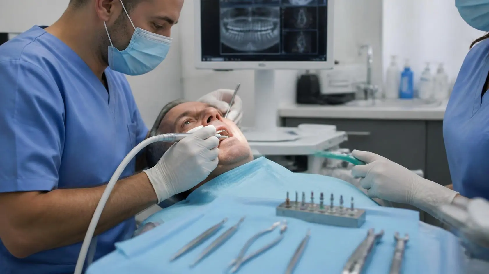 Side-by-side comparison of dental implants and dentures for a Brooklyn patient